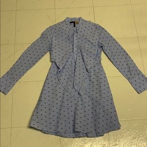 BCBG MAXAZRIA Blue Button Long Sleeve Dress XS
